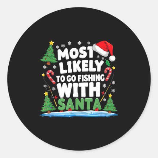 Merry Fishmas Funny Fish Santa Bigfoot Christmas F ラウンドシール (正面)