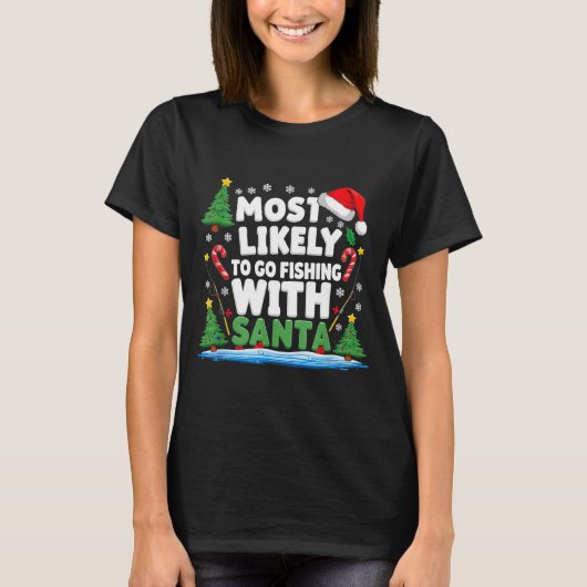Merry Fishmas Funny Fish Santa Bigfoot Christmas F Tシャツ (正面)