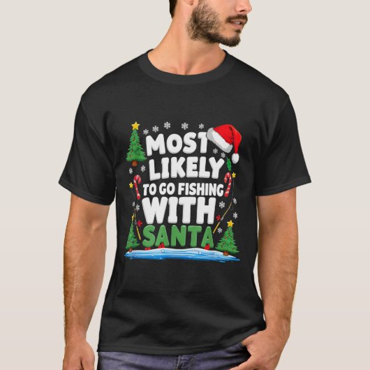 Merry Fishmas Funny Fish Santa Bigfoot Christmas F Tシャツ (正面)