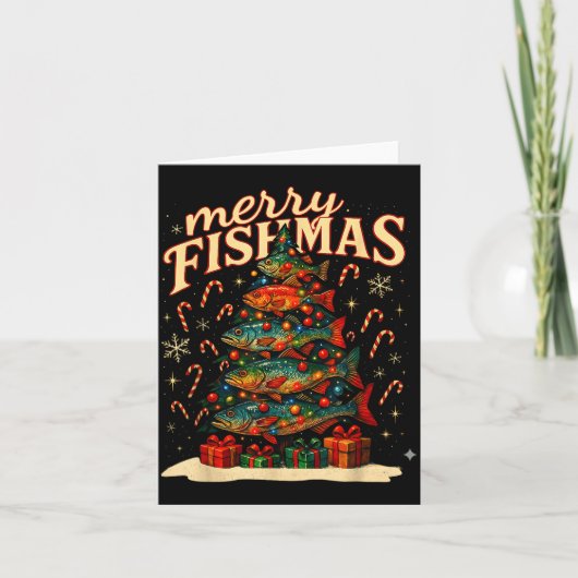 Merry Fishmas Funny Fishing Christmas Design  カード (正面)