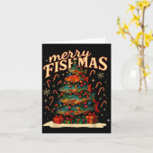 Merry Fishmas Funny Fishing Christmas Design  カード (黄色い花)