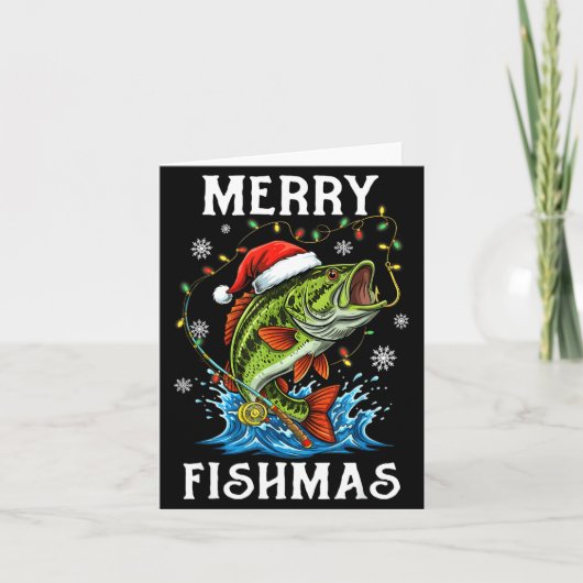 Merry Fishmas Santa Fishing Lovers Funny Fisherman カード (正面)