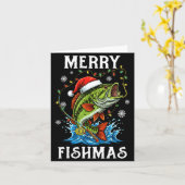 Merry Fishmas Santa Fishing Lovers Funny Fisherman カード (黄色い花)