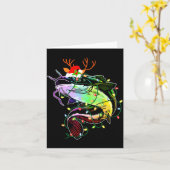 Merry Fishmas Santa Fishing Lovers Funny Fisherman カード (黄色い花)