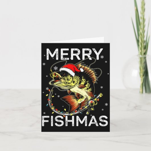 Merry Fishmas Santa Fishing Lovers Funny Fisherman カード (正面)