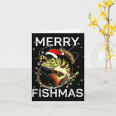 Merry Fishmas Santa Fishing Lovers Funny Fisherman カード (黄色い花)