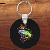 Merry Fishmas Santa Fishing Lovers Funny Fisherman キーホルダー (正面)