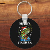 Merry Fishmas Santa Fishing Lovers Funny Fisherman キーホルダー (正面)