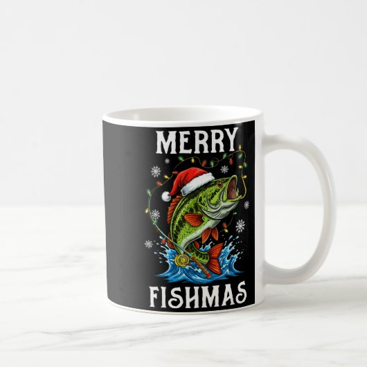 Merry Fishmas Santa Fishing Lovers Funny Fisherman コーヒーマグカップ (右)