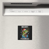Merry Fishmas Santa Fishing Lovers Funny Fisherman マグネット (インサイチュ (食洗機))