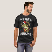 Merry Fishmas Santa Fishing Lovers Funny Fisherman Tシャツ (正面フル)
