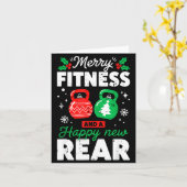 Merry Fitmas And A Happy New Rear Christmas Fitnes カード (黄色い花)