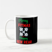 Merry Fitmas And Happy New Rear Fitness Funny Xmas コーヒーマグカップ (左)