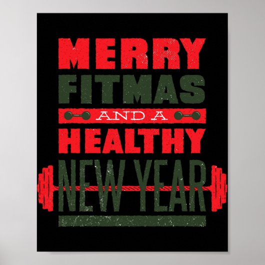 Merry Fitmas And Happy New Rear Fitness Funny Xmas ポスター (正面)