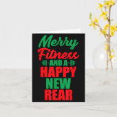Merry Fitness And A Happy New Rear Funny Christmas カード (黄色い花)