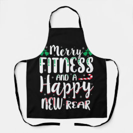 Merry Fitness And Happy New Rear Workout Christmas エプロン