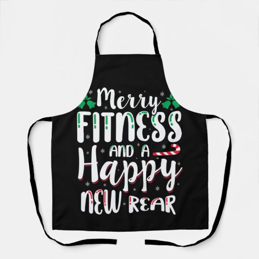 Merry Fitness And Happy New Rear Workout Christmas エプロン (正面)