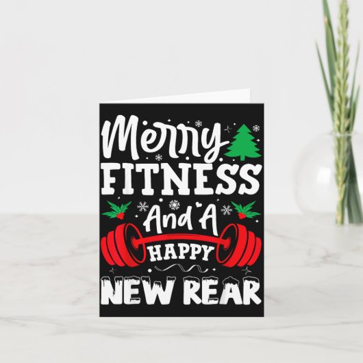Merry Fitness Happy New Rear Workout Christmas  カード (正面)