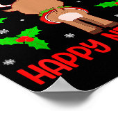 Merry Fitness Happy New Rear Workout Christmas ポスター (角)