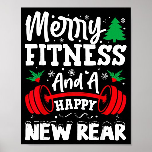 Merry Fitness Happy New Rear Workout Christmas ポスター (正面)