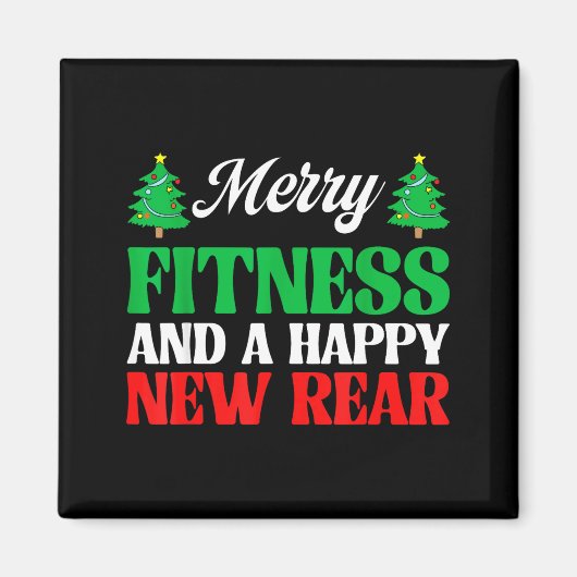 Merry Fitness Happy New Rear Workout Christmas  マグネット (正面)