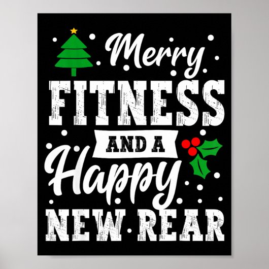Merry Fitness Happy New Rear Workout Christmas Gym ポスター (正面)