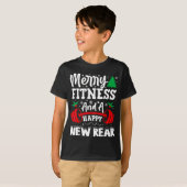 Merry Fitness Happy New Rear Workout Christmas  Tシャツ (正面フル)