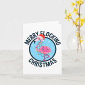 Merry Flocking Christmas Tropical Florida Flamingo カード (黄色い花)