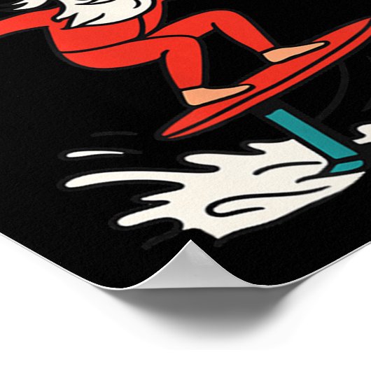 Merry Foilmas Santa Claus Hydrofoiling Christmas D ポスター (角)