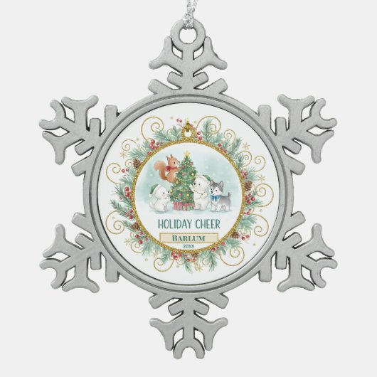 Merry Forest Custom スノーフレークピューターオーナメント (正面)