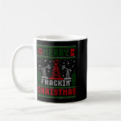 Merry Fracking Christmas Funny Oilfield Ugly Xmas コーヒーマグカップ (左)