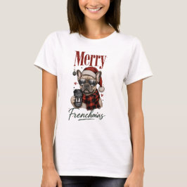 Merry Frenchmas French Bulldog T-Shirt  Tシャツ