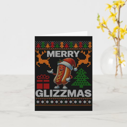 Merry Glizzmas -christmas Glizy Matching Family Ug カード (黄色い花)