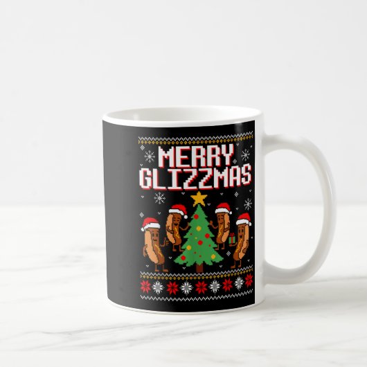 Merry Glizzmas Funny Merry Christmas Hotdogs Xmas コーヒーマグカップ (右)