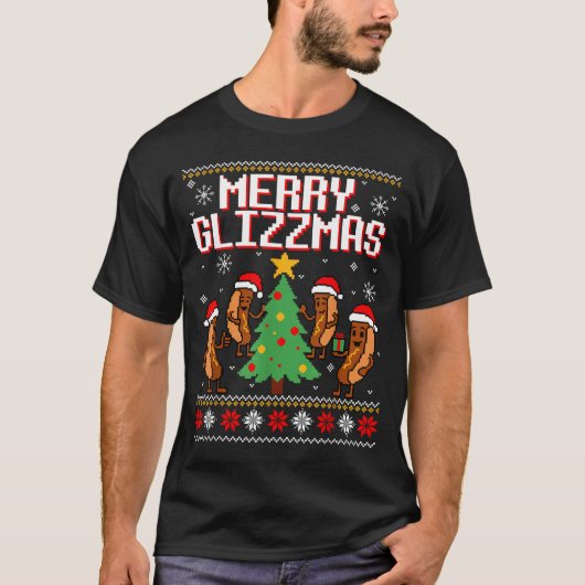 Merry Glizzmas Funny Merry Christmas Hotdogs Xmas  Tシャツ (正面)