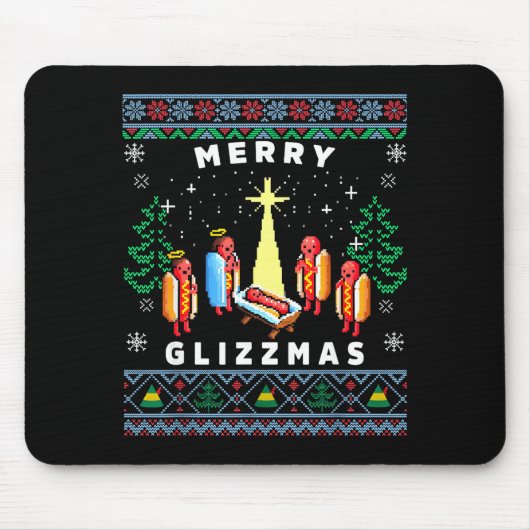Merry Glizzmas Funny Ugly Christmas Sweater Glizzy マウスパッド (正面)