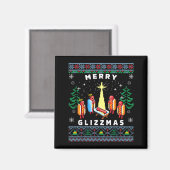 Merry Glizzmas Funny Ugly Christmas Sweater Glizzy マグネット (正面/裏面)