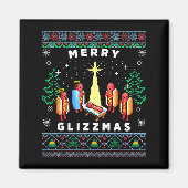 Merry Glizzmas Funny Ugly Christmas Sweater Glizzy マグネット (正面)