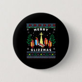 Merry Glizzmas Funny Ugly Christmas Sweater Glizzy 缶バッジ (正面)
