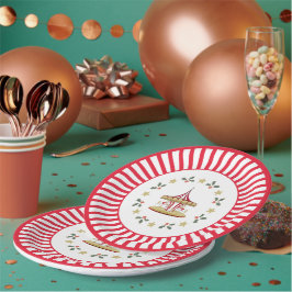 Merry-go-round Christmas Plate Red and White ペーパープレート