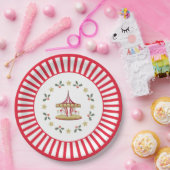 Merry-go-round Christmas Plate Red and White ペーパープレート (パーティー)