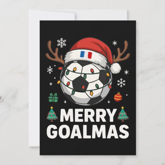 Merry Goalmas France - Funny Soccer Christmas 招待状 (正面)