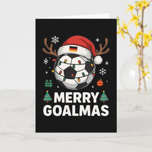 Merry Goalmas - Funny Soccer Christmas カード (黄色い花)
