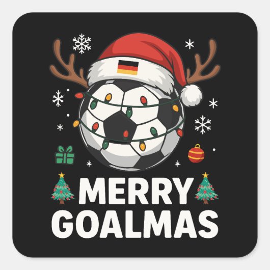 Merry Goalmas - Funny Soccer Christmas スクエアシール (正面)