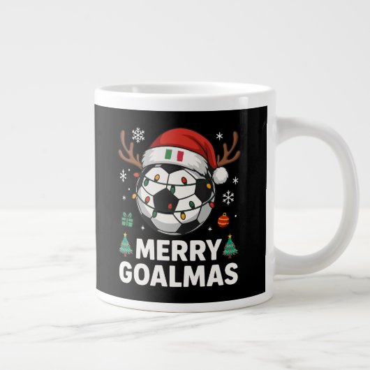 Merry Goalmas Italy - Funny Soccer Christmas ジャンボコーヒーマグカップ (右)