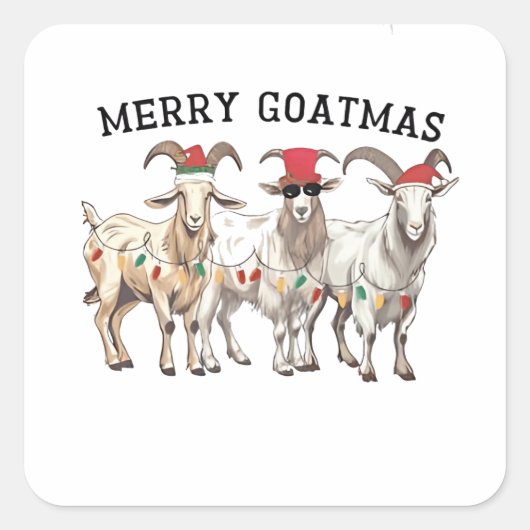 Merry Goatmas Animal Goat Lover Merry Christmas  スクエアシール (正面)