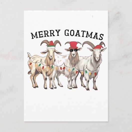 Merry Goatmas Animal Goat Lover Merry Christmas  案内ポストカード (正面)