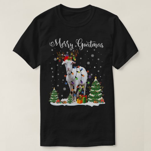 Merry Goatmas Goat Christmas Reindeer Santa Funny  Tシャツ (デザイン正面)