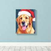 Merry Golden Retriever | Santa Hat Dog Christmas キャンバスプリント (インサイチュ (ウッドフロア))