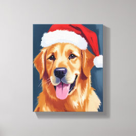Merry Golden Retriever | Santa Hat Dog Christmas キャンバスプリント
